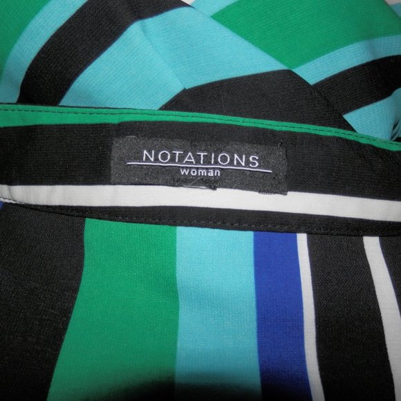 Notations 2X Turquoise Stripe Button Top H580 - Picture 6 of 6